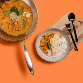 Unbeschichteter Edelstahl Wok mit Dämpfeinsatz 30 cm